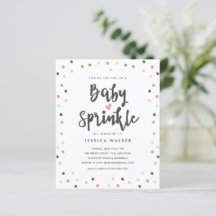 Budget Rosa Konfetti Baby Sprinkle Inbjudan