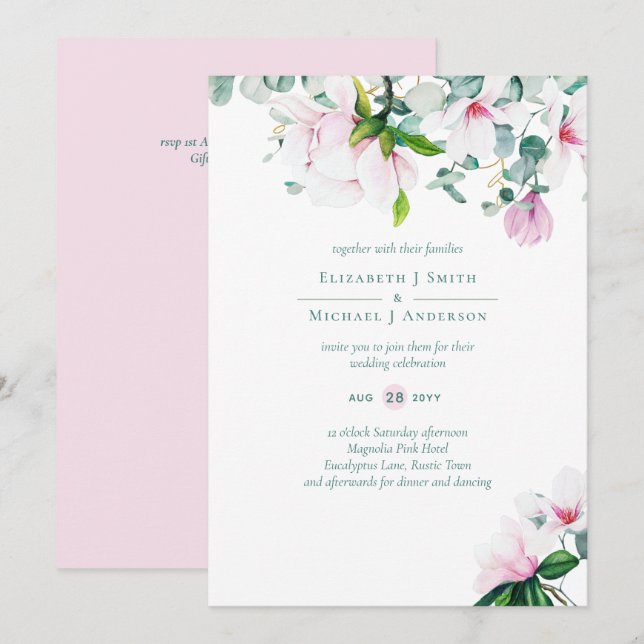 BUDGET  Rosa Magnolias Sage Eucalyptus Wed (Fram/baksida)