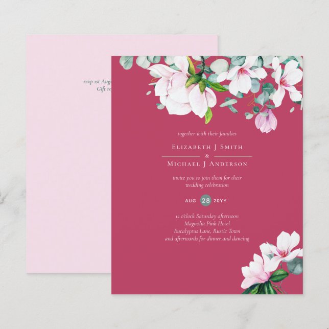 BUDGET  Rosa Magnolias Sage Eucalyptus Wed (Fram/baksida)
