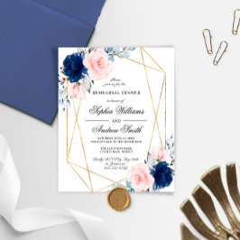 Budget Rosa & Marinblå Förövning Middag Inbjudan