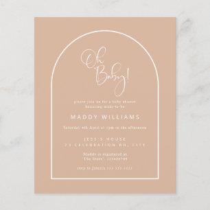 Budget Rosa Minimalist Script Arch Oh Baby Shower