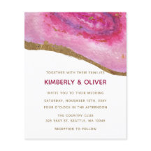 Budget Rosa och Guld Agate bröllopsinbjudan