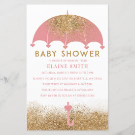 Budget Rosa Parbrella Girl Baby Shower-inbjudan