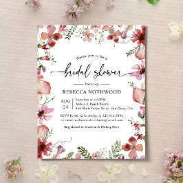 Budget Rosa Peach Blommigt Inbjudningskort för möh