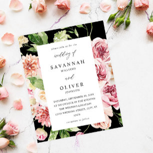 Budget Rosa & Persika Blommig & Grönska Bröllop Bl Flygblad