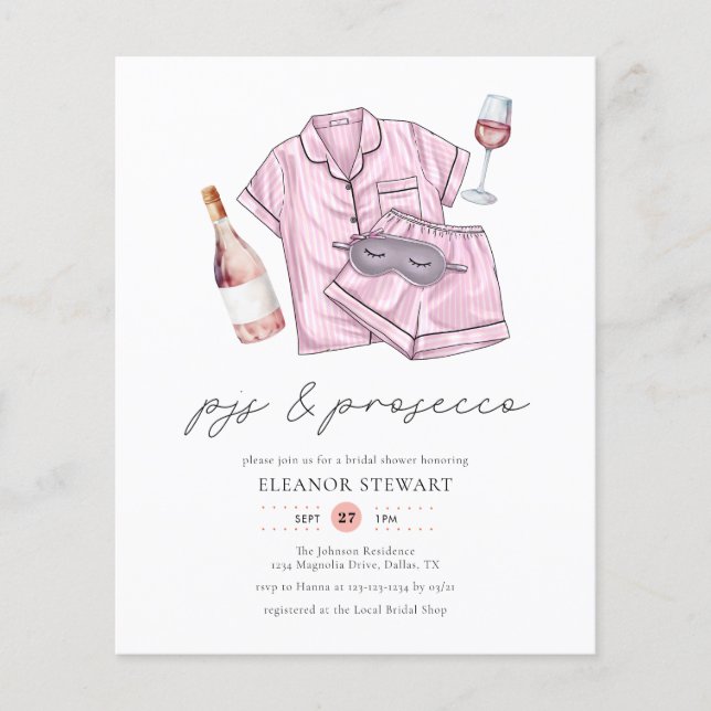Budget  Rosa PJs & Prosecco-Möhippa (Framsida)