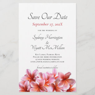 Budget Rosa Plumeria Spara datum Bröllop Flygblad