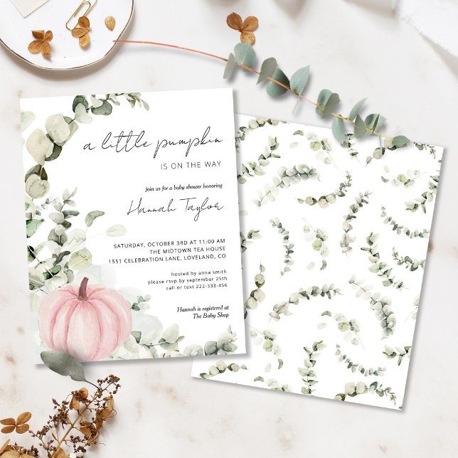 Budget Rosa Pumpkin Baby Shower-inbjudan (Skapare uppladdad)