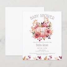Budget Rosa Pumpkin Blommigt Baby Shower-inbjudan