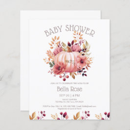 Budget Rosa Pumpkin Blommigt Baby Shower-inbjudan