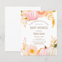 Budget Rosa Pumpkin Fall Baby Shower-inbjudan