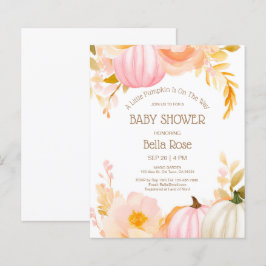 Budget Rosa Pumpkin Fall Baby Shower-inbjudan