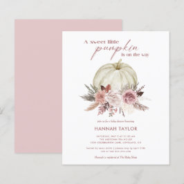 Budget Rosa Pumpkin Girl Baby Shower-inbjudan