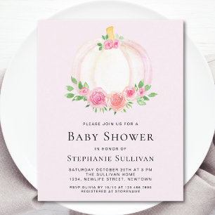 Budget Rosa Pumpkin Girl's Baby Shower-inbjudan
