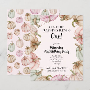 Budget Rosa Pumpkins Girl Birthday-inbjudningar