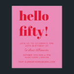 Budget Rosa Red 50:e Födelsedagsfest inbjudan<br><div class="desc">Budget Bold Typography Bright Rosa and Red Modern 50:e födelsedagsinbjudan</div>