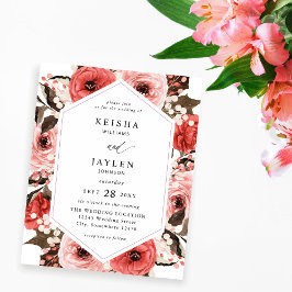 Budget Rosa & Red Rosa Blommigt Bröllop 2 Flygblad