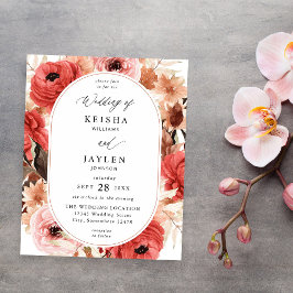 Budget Rosa & Röd Rosa Blommig Bröllop Flygblad