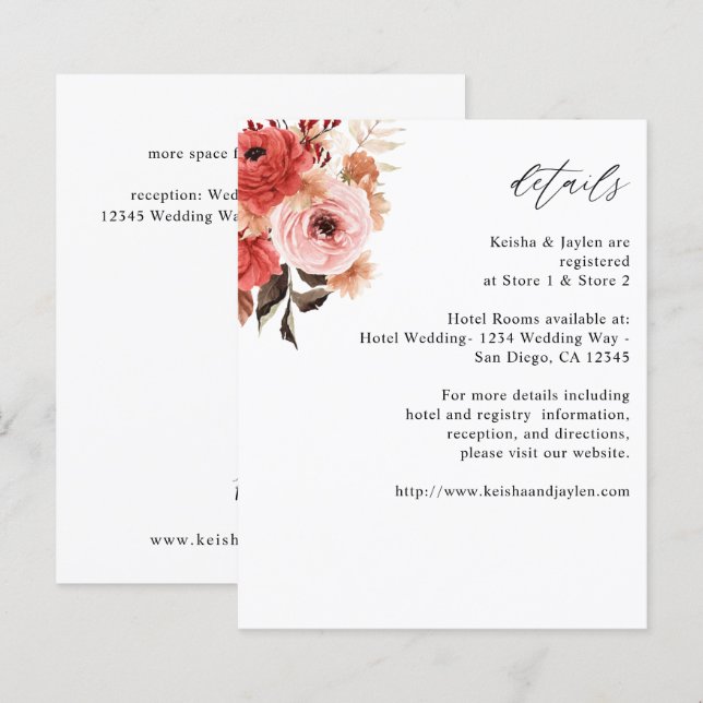 Budget Rosa & Röd Rosa Blommiga Detaljer (Fram/baksida)