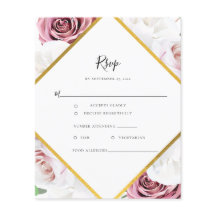 Budget Rosa Ros Geometrisk Blommig RSVP-kort