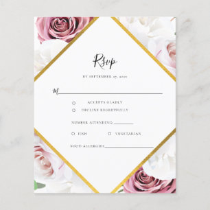 Budget Rosa Ros Geometrisk Blommig RSVP-kort