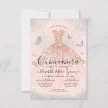 Budget Rosa ros Guld Glitter Gown Quinceanera