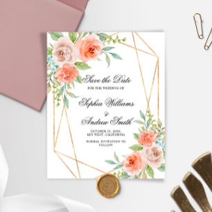 BUDGET Rosa ros & guld ram Spara datumet