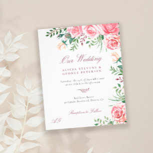 Budget rosa rosor elegant bröllopsinbjudan flygblad