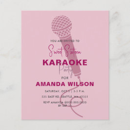 Budget Rosa Sweet 16 Karaoke Party-inbjudan
