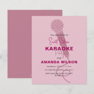 Budget Rosa Sweet 16 Karaoke Party-inbjudan