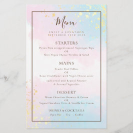 Budget Rosa Teal Watercolor Bröllop Menu
