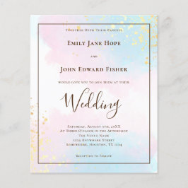 Budget Rosa Teal Watercolor Wedding bjudande