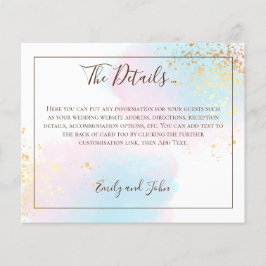 Budget Rosa Turkos Vattenfärg Guld Bröllopsdetalje