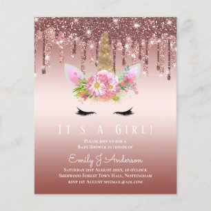 BUDGET Rosa Unicorn Baby Shower Glitter