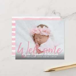 Budget Rosa Välkommen 1 Photo Baby-meddelande