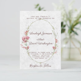 Budget Rosa vallmo bröllopsinbjudan Inbjudningar