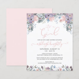 Budget Rosa Watercolor Blommigt Girl Baby Shower