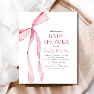 Budget  Rosa Watercolor Bow Girl Baby Shower