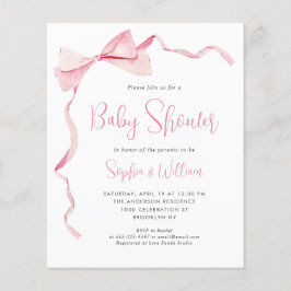 Budget Rosa Watercolor Ribbon Bow Girl Baby Shower