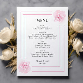 Budget Rosa Watercolor Ro bröllop Menu