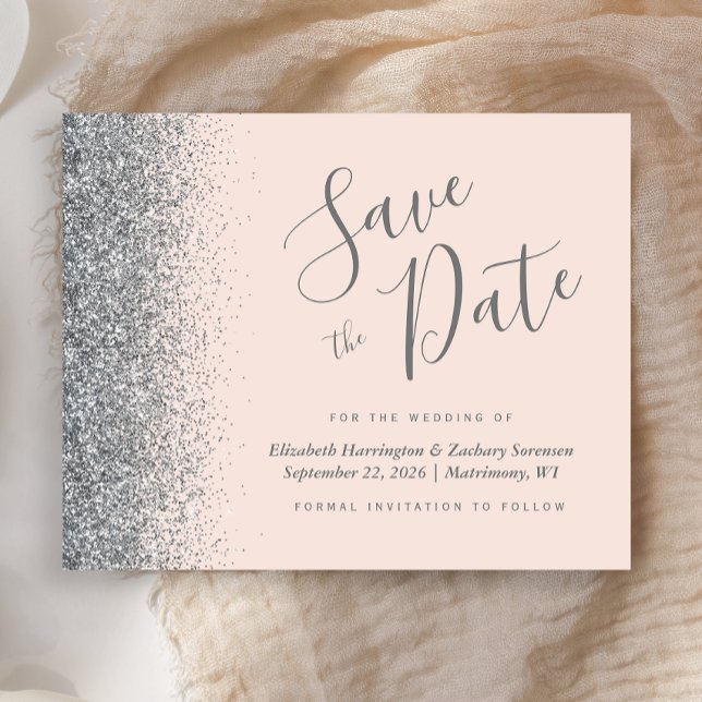 Budget Rosabränd Silver Bröllop Save the Date (Skapare uppladdad)