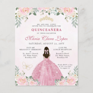 Budget rosabruden krona Quinceañera