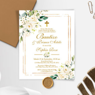 Budget Rosas para Bautizo & Primer Añito Inbjudan