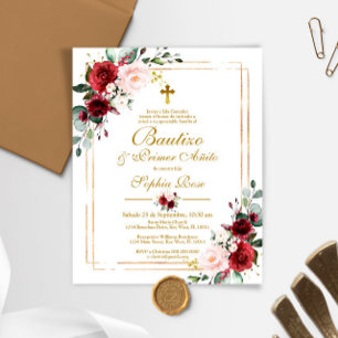 Budget Rosas para Bautizo & Primer Añito Inbjudan