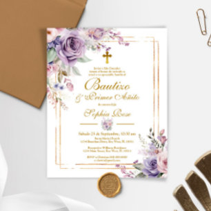 Budget Rosas para Bautizo & Primer Añito Inbjudan