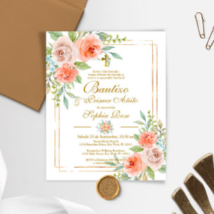 Budget Rosas para Bautizo & Primer Añito Inbjudan