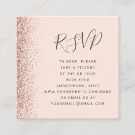Budget Rose Gold Blush Bröllllup QR Code RSVP Tilläggskort
