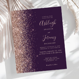 Budget Rose Gold Glitter Mörkt Lila Bröllop