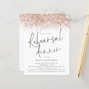 Budget Rose Guld Glitter Bröllopsrepetition Middag