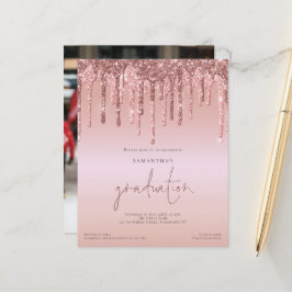 Budget Rose Guld Glitter Drips Foto Examen Inbjuda